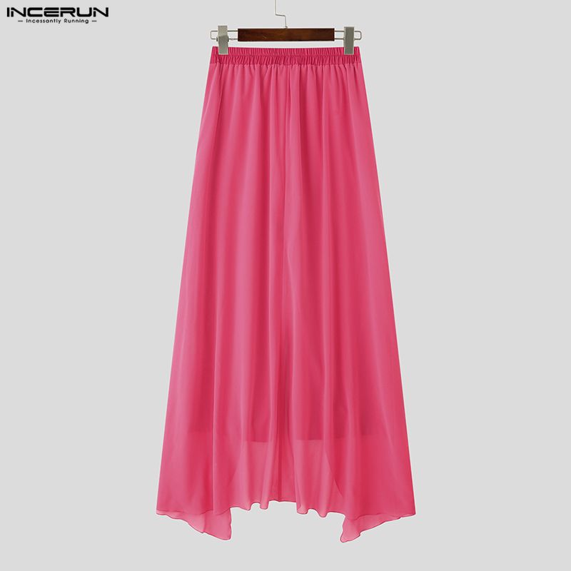 INCERUN Herren Elastischer Bund Doppellagig Patchwork Lässig Maxi Weitbein Hose