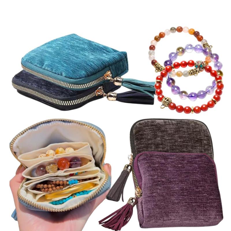 Fashion Jewelry Storage Bag With Zipper And Tassel Pendant Large Capacity Travel Pouch For Rings Bracelets Necklaces Earrings