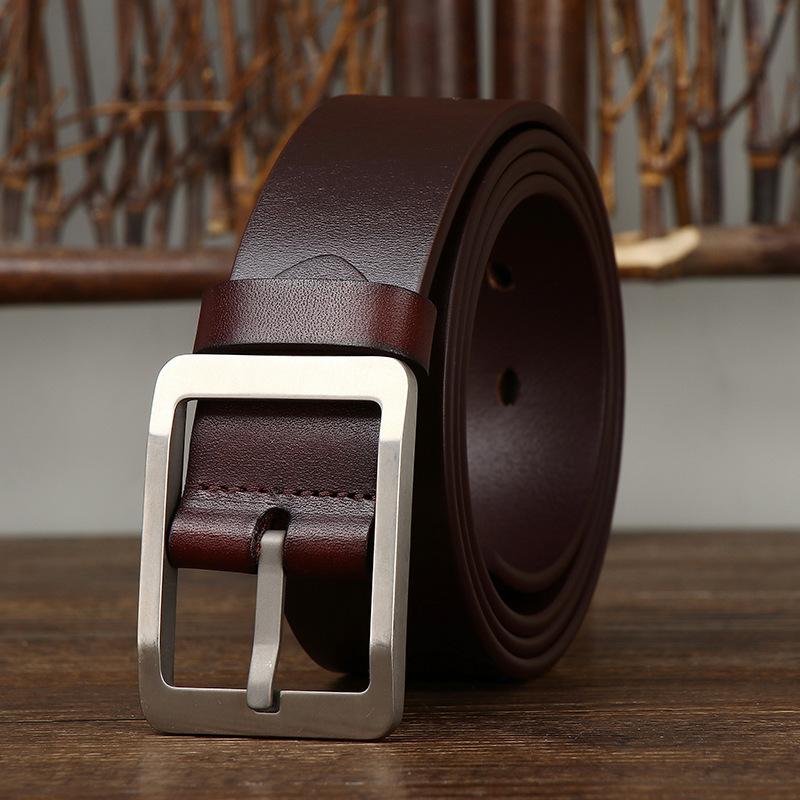 High-End Titanium Metal Transparent Dyeing Business Belt Men'S Leather Titanium Buckle First Layer Cowhide Fashion Versatile Dress Pants Belt