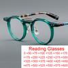 Blue Light Filter Reading Glasses Men Luxury Designer Small Oval Green Ultralight Acetate Frames Okulary
