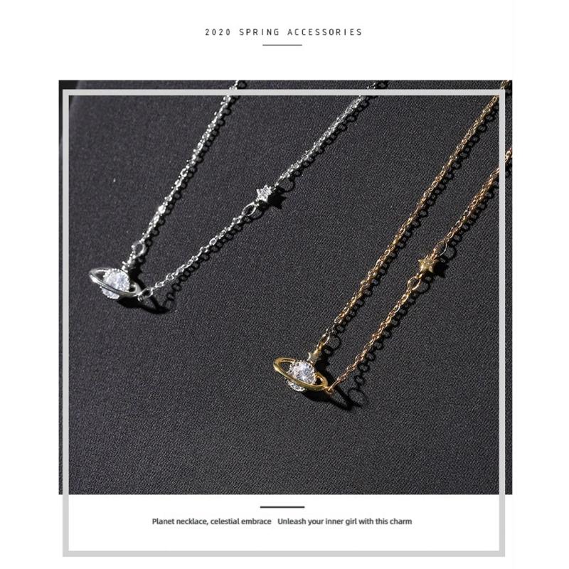 Planet Pendant Necklace Minimalist Jewelry with Adjustable Chain for Daily Wear and Gift