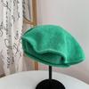 British style knitted thin wool beret female autumn and winter painter hat big head circumference sweet and cute show small face