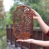 Chinese Traditional Artware Wooden Carving Wall Hanging Piece Background Wall, Solid Wood Hollow Carving Plum, Bamboo Decor