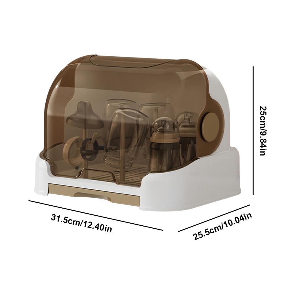 

Baby Bottle Drying Rack with Toddler Bottle Storage Box Dustproof with Removable Drip Tray Countertop Rack