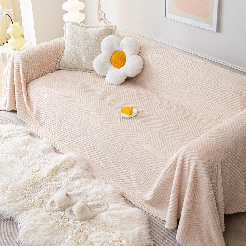 Simple Style Large Herringbone Plush Sofa Towel Universal Living Room Universal Cover Cover