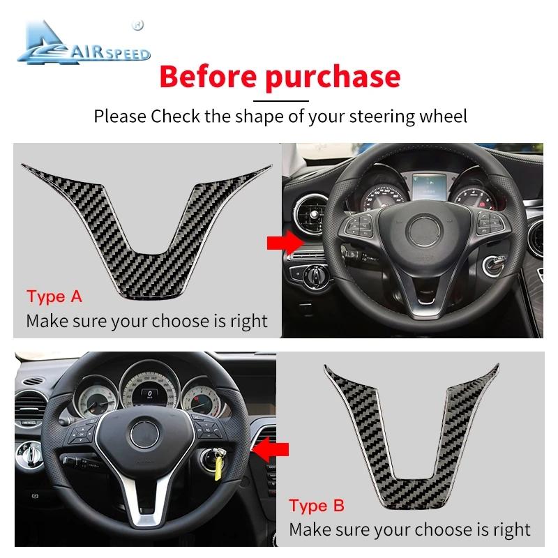 AIRSPEED for Mercedes Benz W204 W205 W211 W203 GLA GLC Sticker Accessories Carbon Fiber Interior Trim Car Steering Wheel
