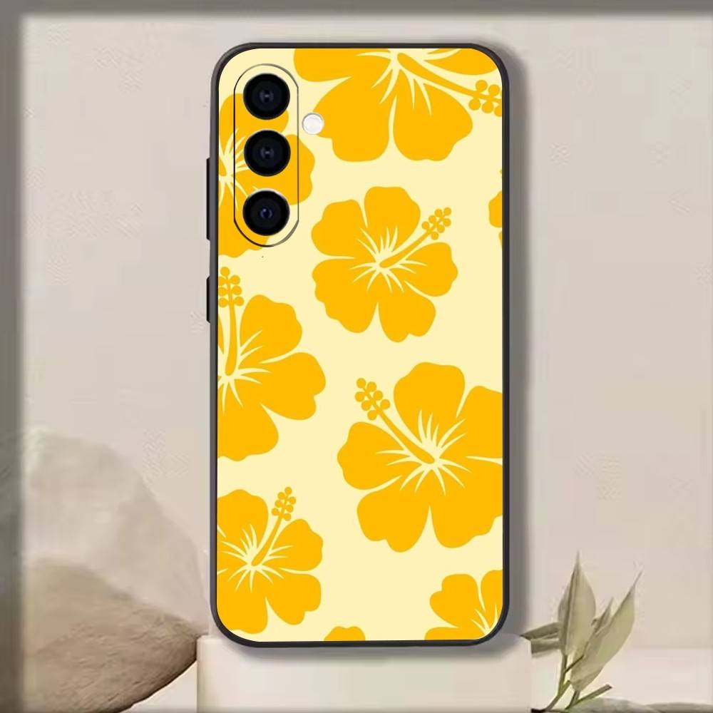 

Orange Flower Phone Case For Samsung Galaxy A73,A72,A71,A70,A53,A52,A51,Others Soft Black Cover Samsung a50 30s 50s