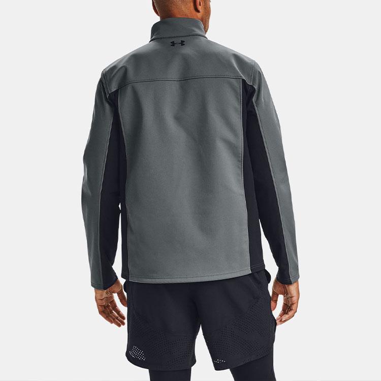 Under Armour ColdGear Infrared Logo Print Stand Collar Jacket Men Gray 1321438-012