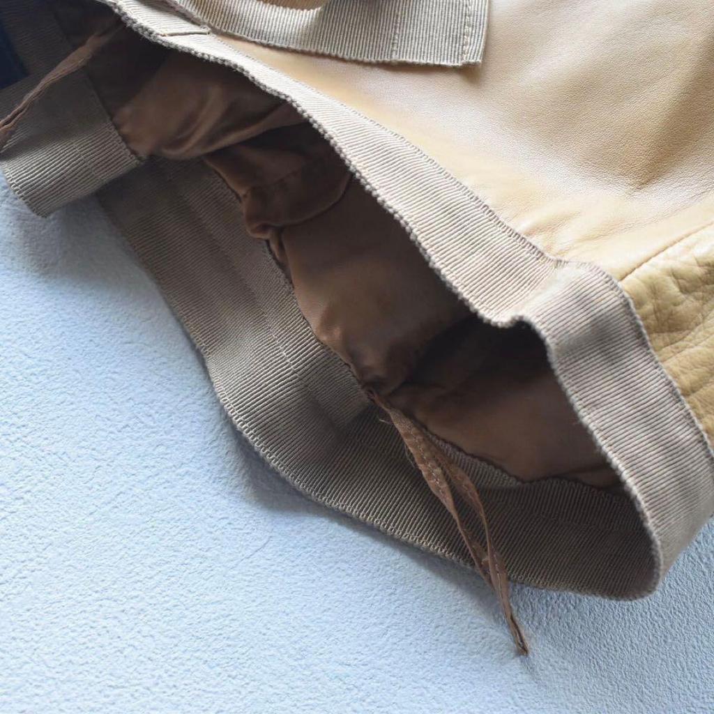 Used 00s PRADA archive Miuccia Period Made in Italy Nappa Leather Leather Pants 46 Camel Genuine Leather Ribbon Belt
