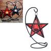 Iron Candlestick Glass Pentagram Aromatherapy Essential Oil Burner Decorative Holder for Balcony Garden Patio