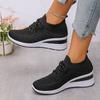 Fashionable Wedge Style Women's Sneakers Spring Autumn New Arrival Casual Thick Bottom Knitted Mesh Breathable Platform Shoes