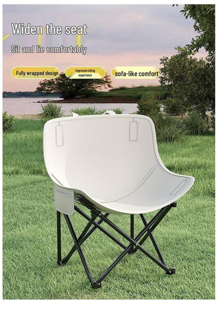 High-Back Portable Moon Chair and Folding Table Set for Camping and Picnic