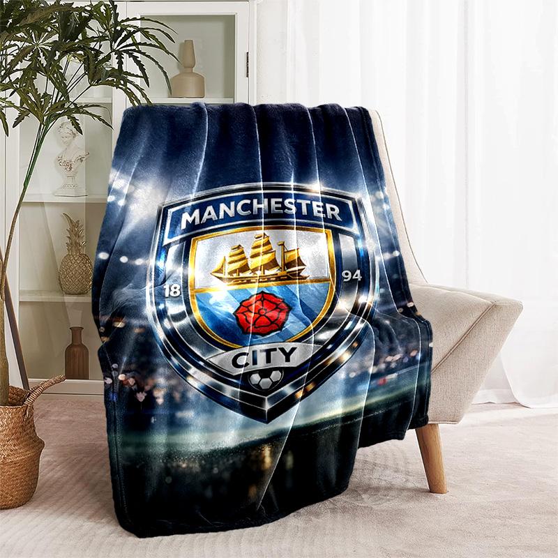 1pc Blanket - Manchester City Football Club Print Design, Lightweight Blanket for Sofa, Bed- Soft &Warm, Gift for All Seasons