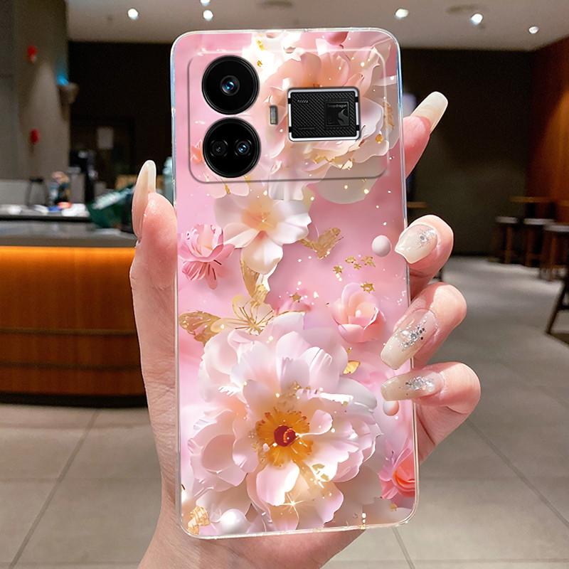 Case For OPPO Realme GT5 240W Flower Butterfly Protective Casing For Realme GT 5 240W Transparent Soft Silicone TPU Phone Cover