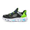 Comfortable Versatile Shock Absorbing Durable Low Top Casual Shoes Kids Sneaker Black Green 403843-BKLM