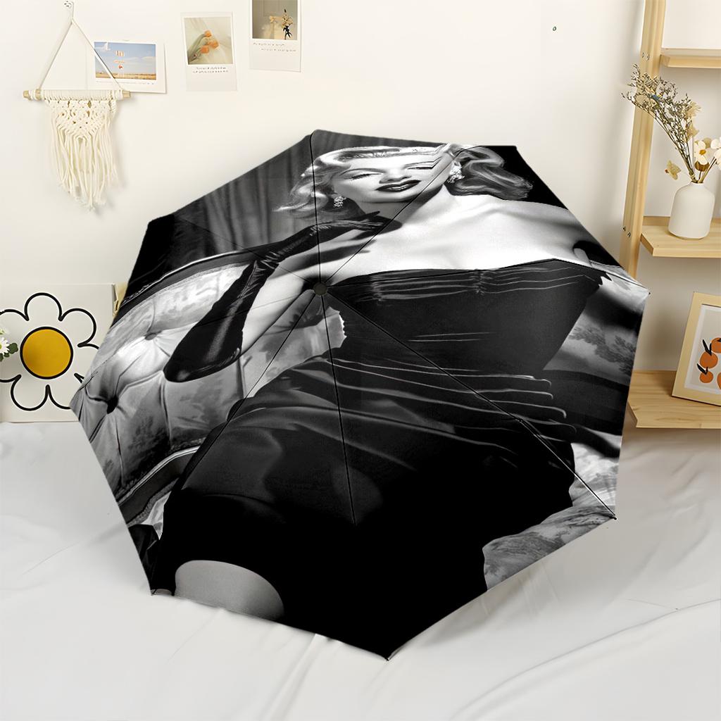 Marilyn Monroe: Worte einer Modeikone Tragbarer Automatischer Regenschirm mit 8 Speichen Kompaktes Design Reiseutensil Modisches Accessoire