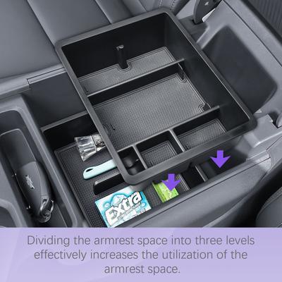 Center Console Organizer Tray for 2025 2025 Chevy Silverado EV WT and 2025 2025 GMC Sierra EV Armrest Storage Box Accessories