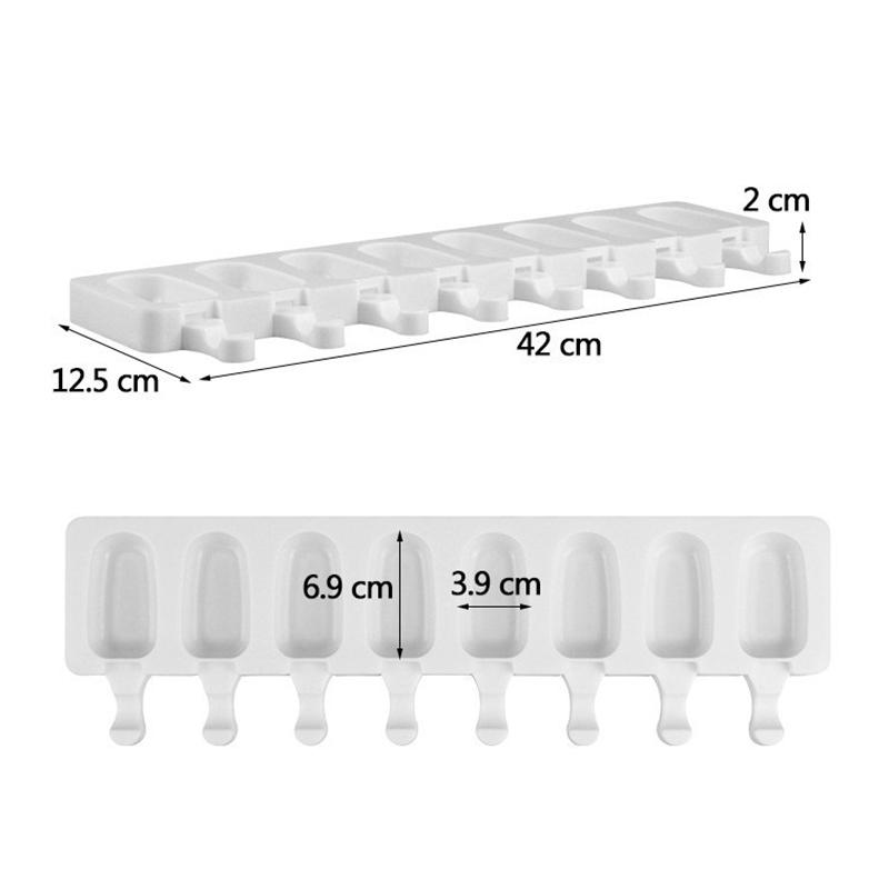4/8 Otvorové Silikonové Formy na Zmrzlinu Formy na Nanuky DIY Domácí Dezert Mrazák Ovocná Šťáva Nanuk Kostky Výrobník Forma Se Dřívky