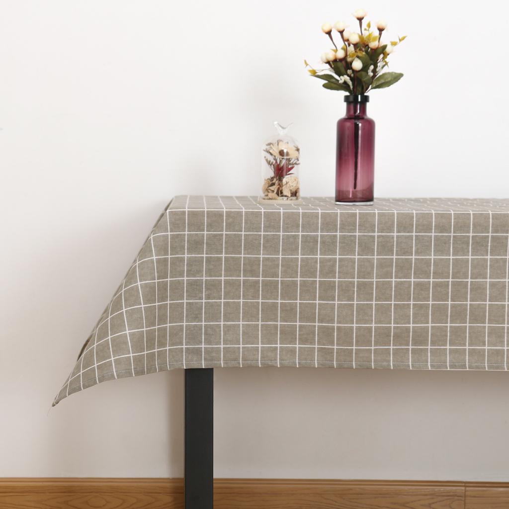 Nappe en Coton et Lin Couleur Unie Imprimé Carreaux Nappe de Table Basse Rectangulaire Tapis de Table de Salle à Manger Antidérapant Minimaliste