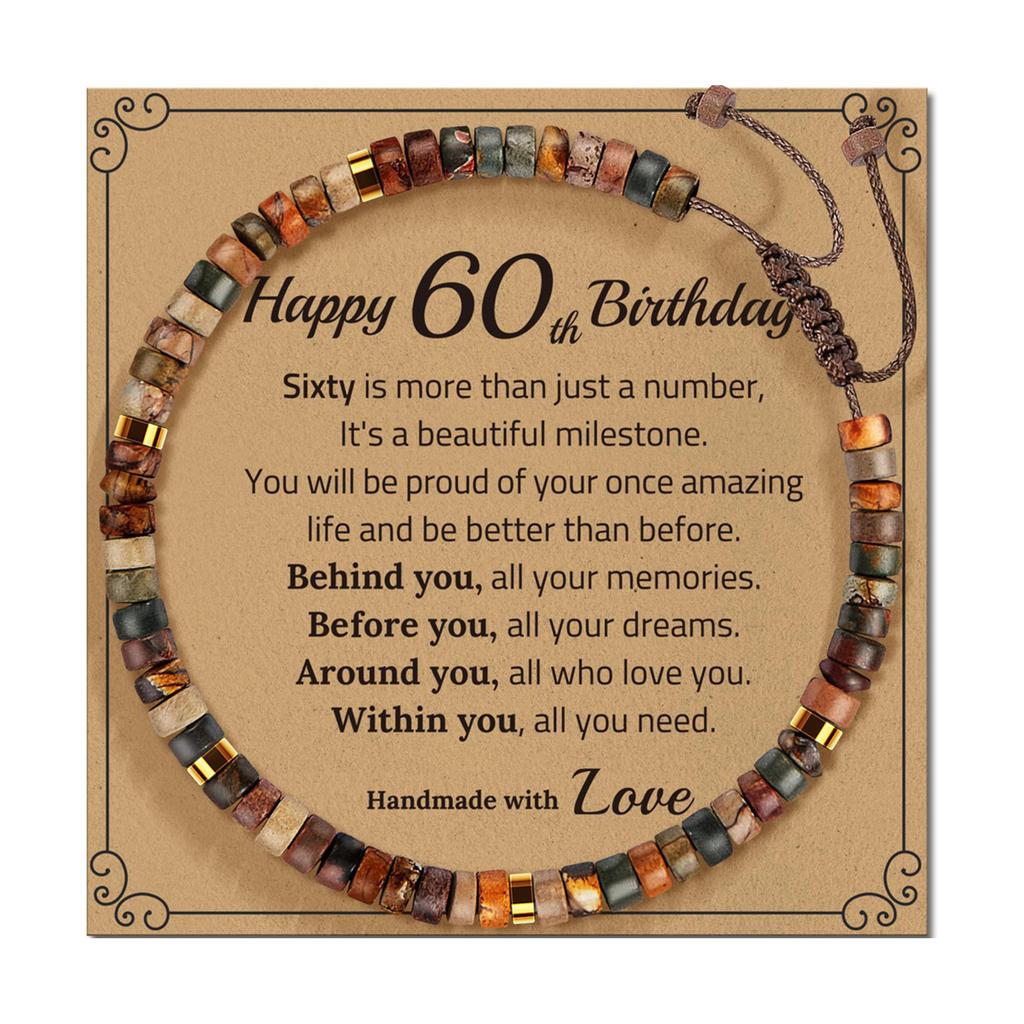 Adjustable Handmade Stone Bracelet Decoration for All Ages Featuring A Blessing Card and Multiple Color Addition
