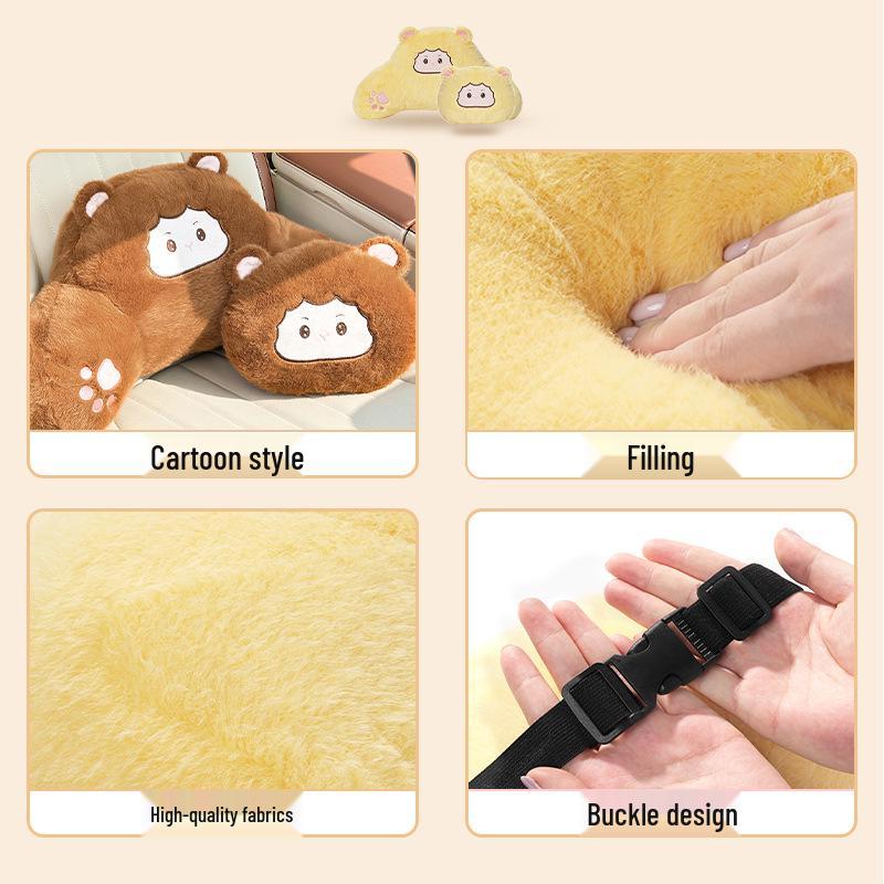 Plush Monkey Car Headrest & Lumbar Pillow - Comfortable, All-Season Support Cushion