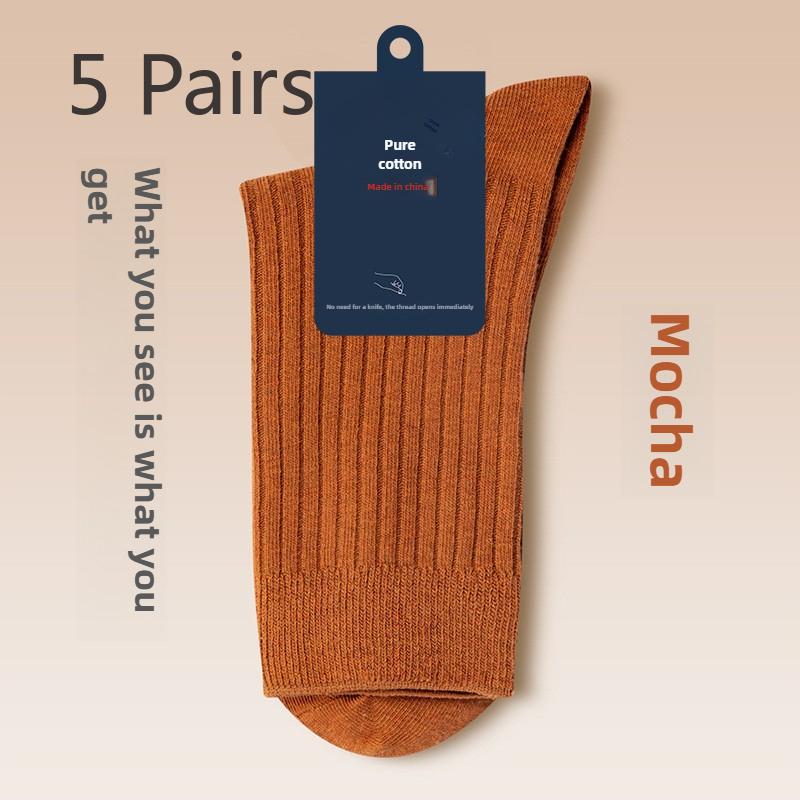 

5 пар мужских весенних и осенних дышащих носков Four Seasons Mid Tube Business Socks из чистого хлопка 5 Pairs
