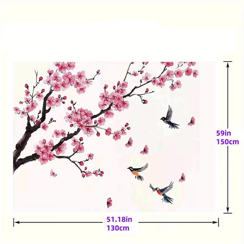 2D Printed Plum Blossom and Swallows Tapestry for Home Decor