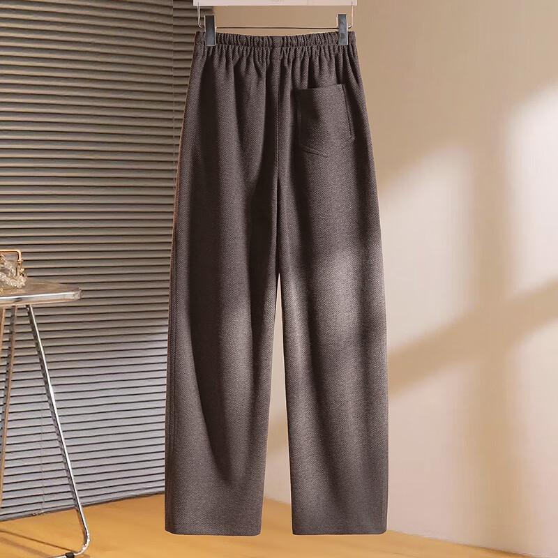 Women's Wool Blend Colorblock Drawstring Wide-Leg Casual Pants