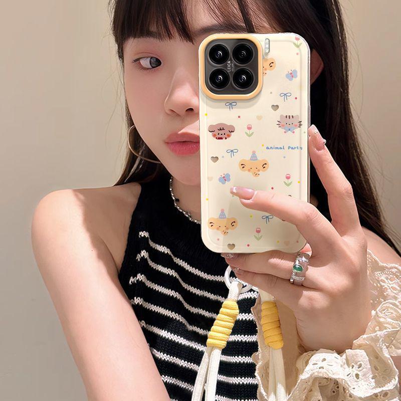 Xiaomi 17 Pro Max Phone Case with Lanyard - Butterfly & Little Elephant Design