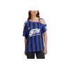 adidas Originals Ss25 Off Shoulder Jersey Fashion Comfortable Short Sleeve Football Shirt Women Tops Neon-Blue Black KD2278
