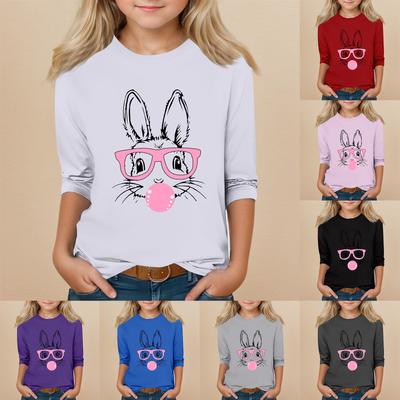 Kids Seven Sleeve Round Neck Top Valentine's Day Printed Everyday Casual Top