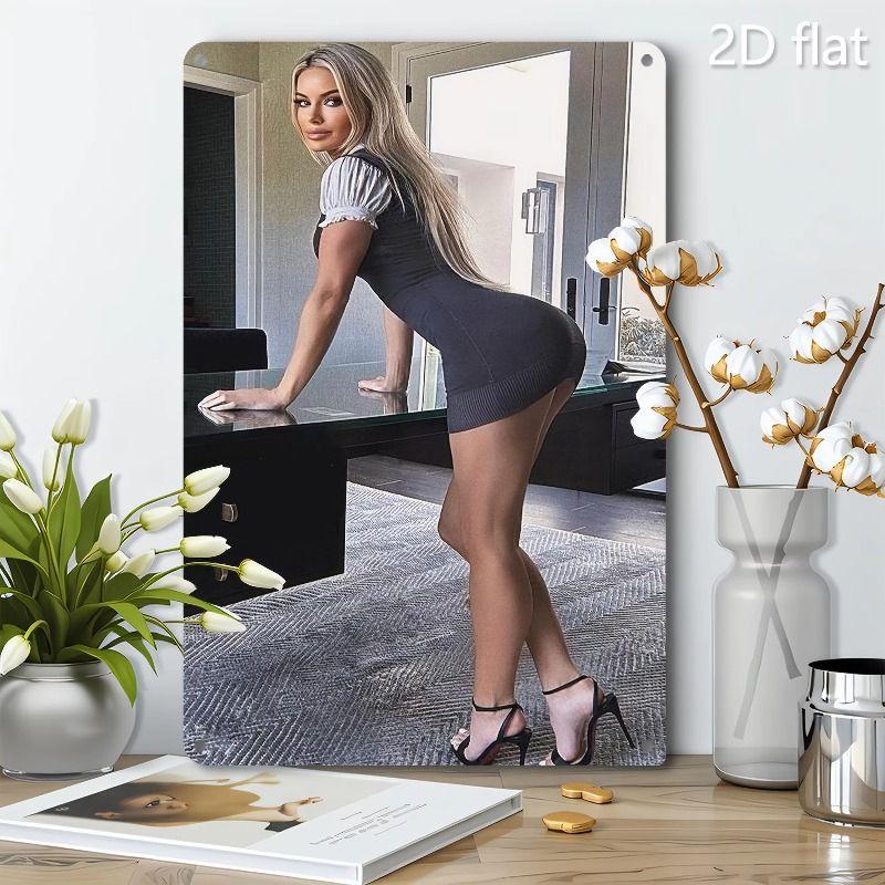 Vintage Kvinlig Silhuett Metall Logotyp för Bar & Garage