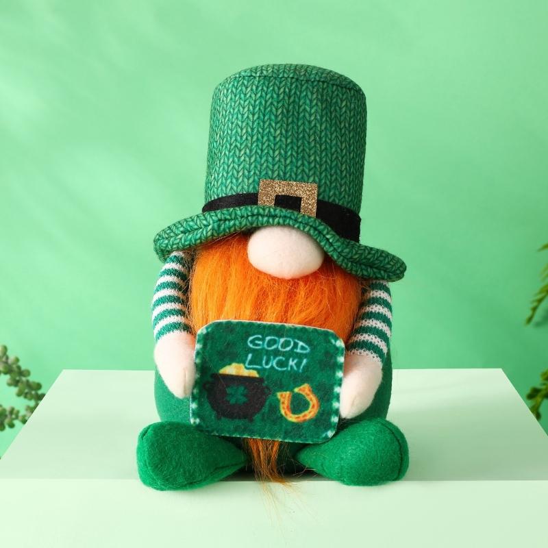 1 st St Patrick's Day Tomtar Irländsk Ansiktslös Docka Prydnader Fest Hemma Dekorationer