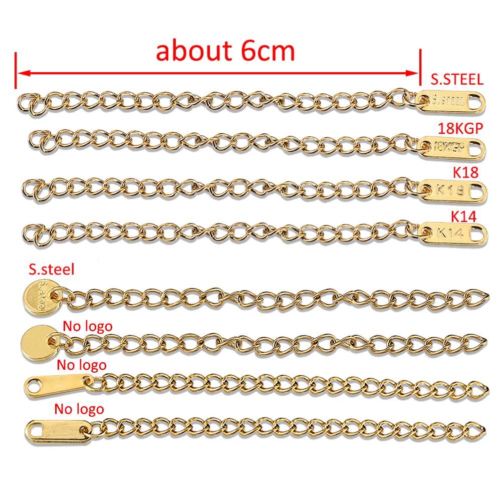20pcs 10pcs 6cm Stainless Steel Extension Chain Extended Connector Tail Chain for Bracelet Necklace DIY Jewelry Making Findings