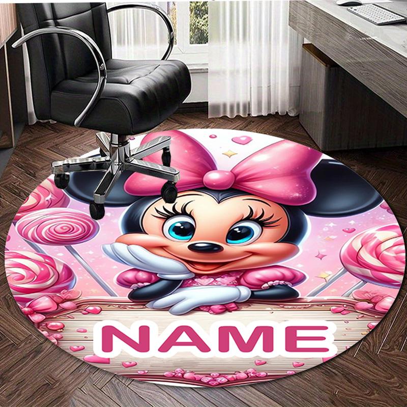 Personalized M-Minnie Round Chair Office Rug - Perfect for Mat, Office Chair & More - Ideal Gift for Birthdays and Holidays
