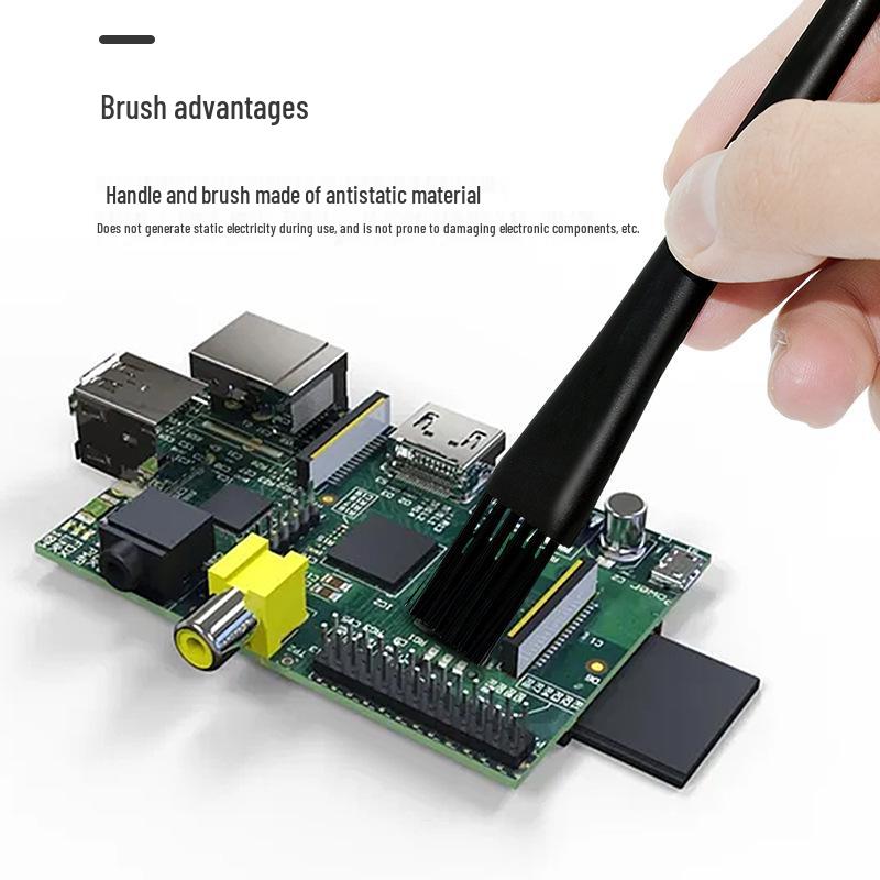 6-Piece Anti-Static Brush Set for PCB, Circuit Board, Motherboard, Keyboard Cleaning with Plastic Tweezers.