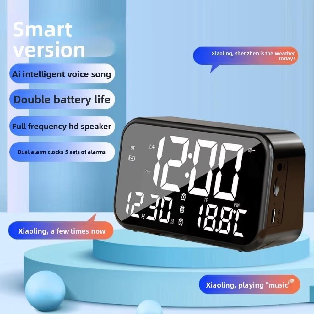 Large Digital Alarm Clock Rechargeable Bluetooth Speaker Smart LED Display Clock  Bedroom