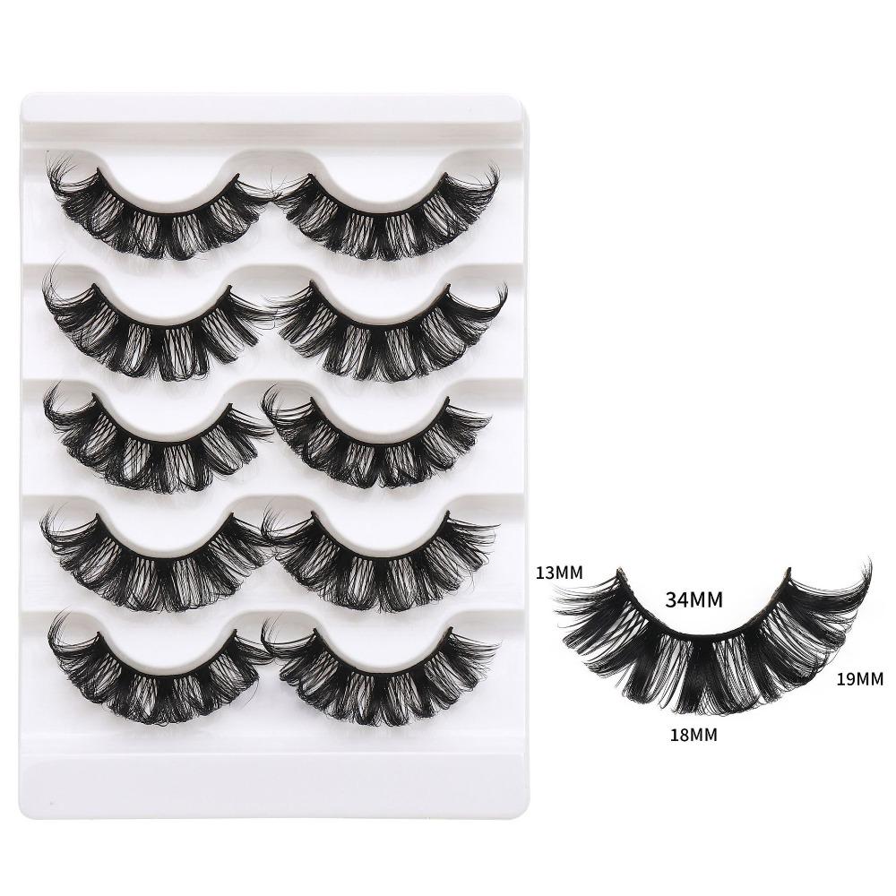 5Pairs Dense Fluffy False Eyelashes Lashes Extension D Curled Eyelashes  Grafting Lashes