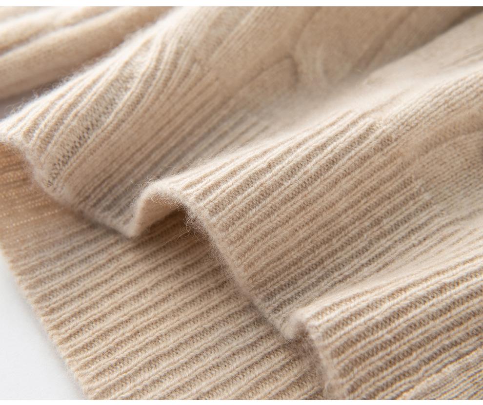 Autumn/Winter 2026 Women's Cashmere Cardigan - Seven-Gauge Cable Knit, Thick & Warm Base Layer Outerwear