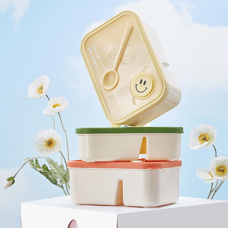 Microwaveable Bento Lunch Box with Utensils & Dressing Container