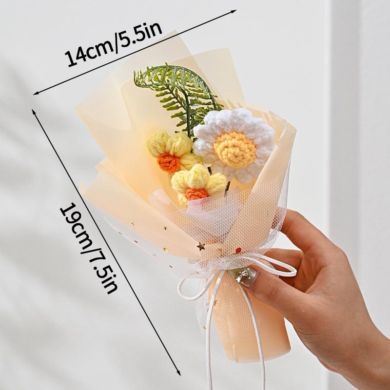 Sunflower Bouquet Gift Handmade Knitted Creative Valentine's Day Gifts For Girl DIY Simulate Bouquet Handmade Knitted Bouquet