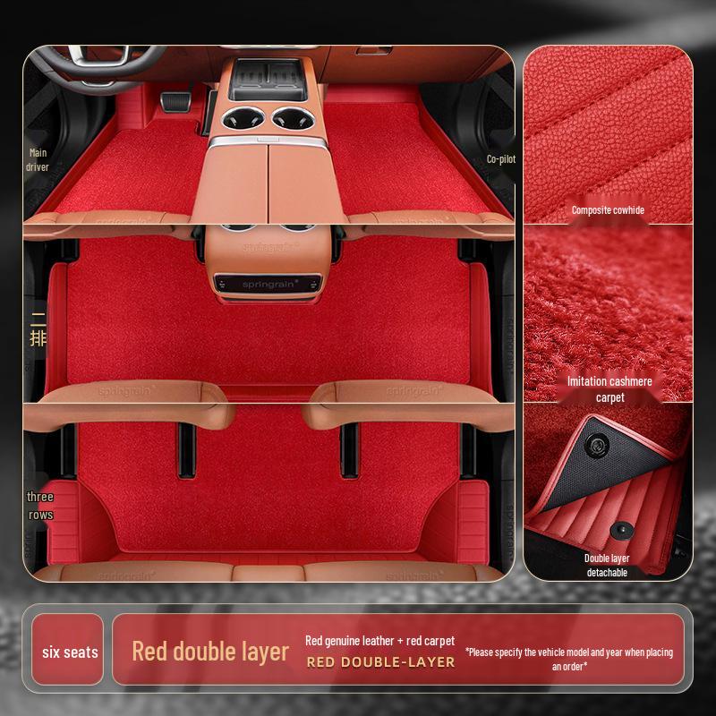 Ideal L7/8/9/ONE Genuine Leather Double-Layer Floor Mats for Six-Seven Seaters