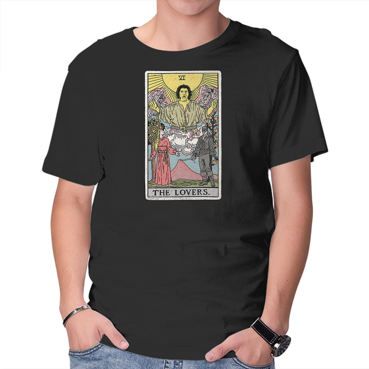 Unisex Crew Neck T-Shirt The Lovers Graphic Short Sleeve Casual Tee XL