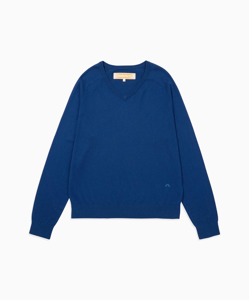 HELLO SUNRISE Hs V-Neck L/S Knit_Deep Blue