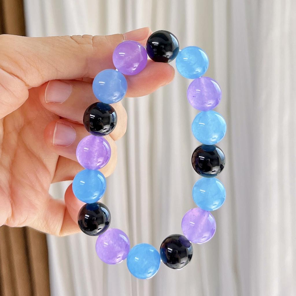 Design Violet Emerald Aquamarine Quartz Rock Base Commuter Bracelet Bracelet