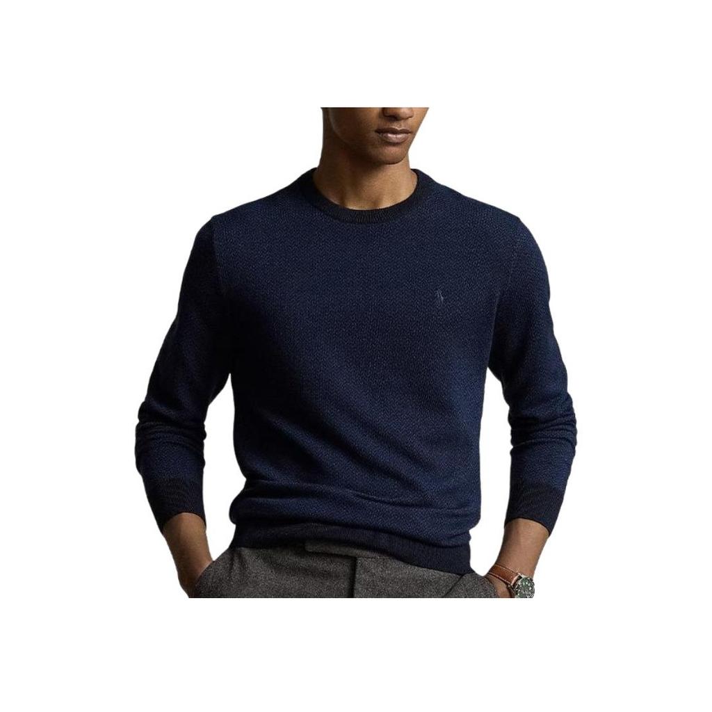 Polo Ralph Lauren Solid Color Crew Neck Knitted Long Sleeve Sweater Men sweater Blue 710917042-003