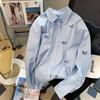 Bufferfly Retro-Shirts für Damen, locker, lässig, koreanische blaue Bluse, lange Ärmel, süßes weibliches Design, elegante Frühlings-Tops