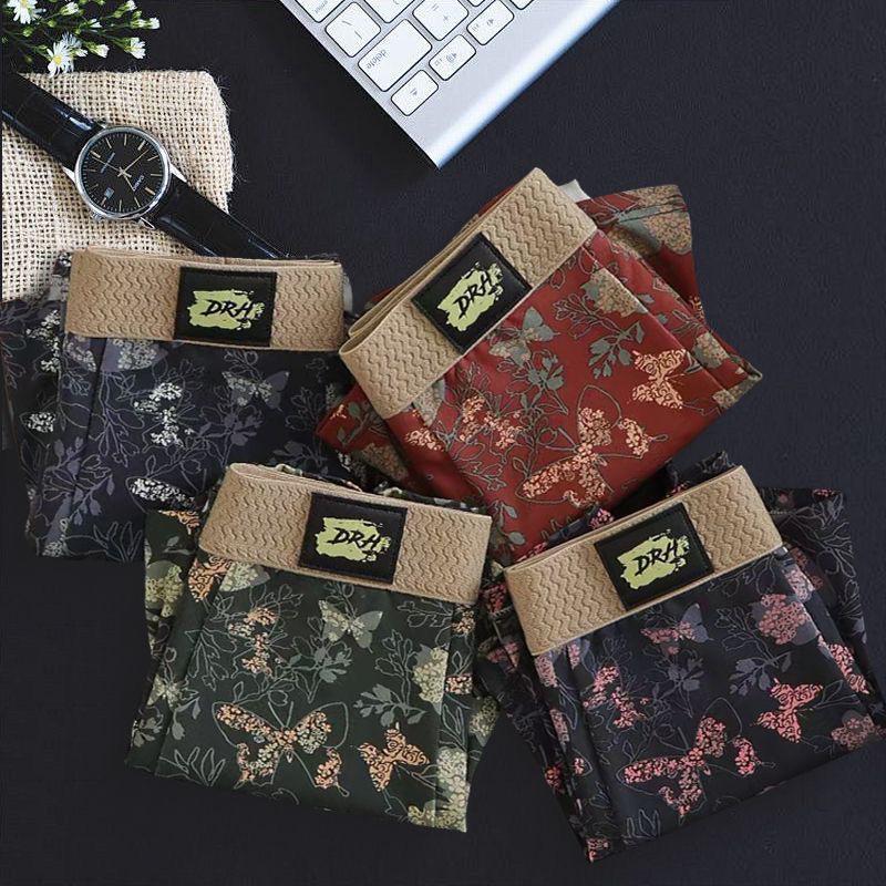 Butterfly Flower Men's Retro Boxer Briefs - Breathable National Style Shorts