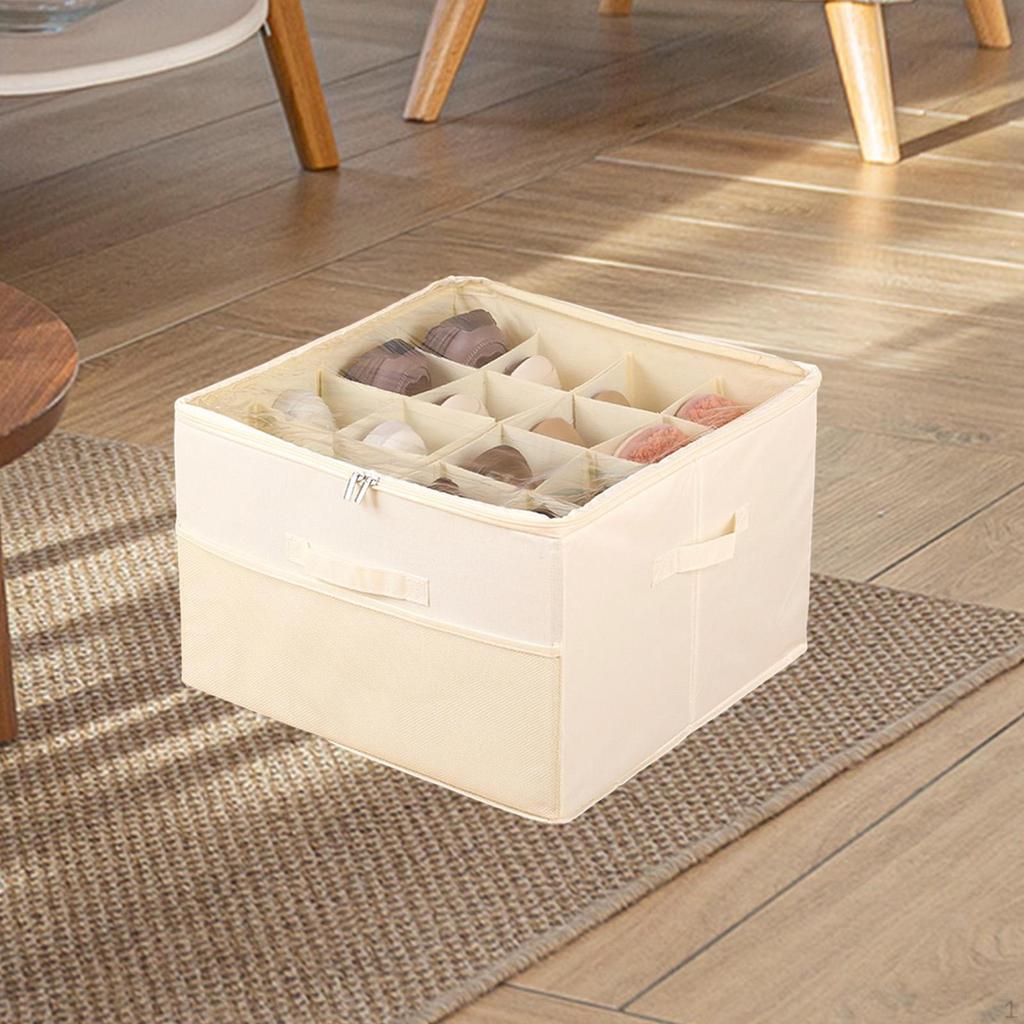 Foldable Shoe Organizer for Shoes Footwear Storage Box Multi Compartment Bin Oxford