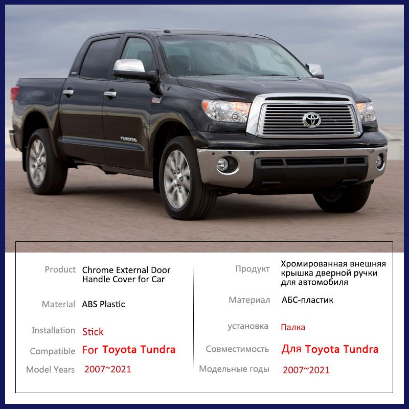 for Toyota Tundra XK50 2007~ Chrome Door Handle Cover Trim Car Cap Exterior Accessories Protective Stickers 2018